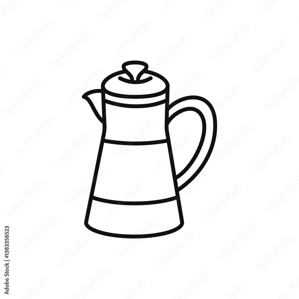 Coffee Pot Outline: Simple Line Art Illustration Coffee Pot Outline: Simple Line Art Illustration