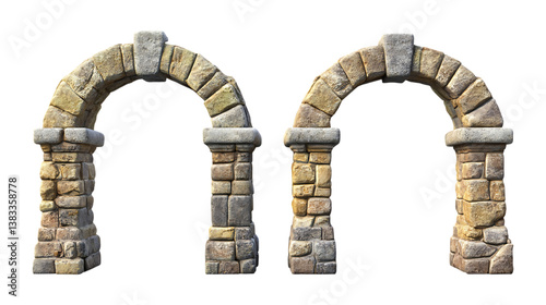 Pack of Stone Archway set Against Transparent Background for Architecture Branding, Historic Design Projects, or Construction Promotion photo