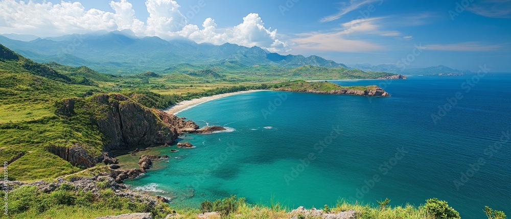 Rocky coastal landscape, South China Sea, Vinh hy, Province of Ninh Thuan, Vietnam, Asia