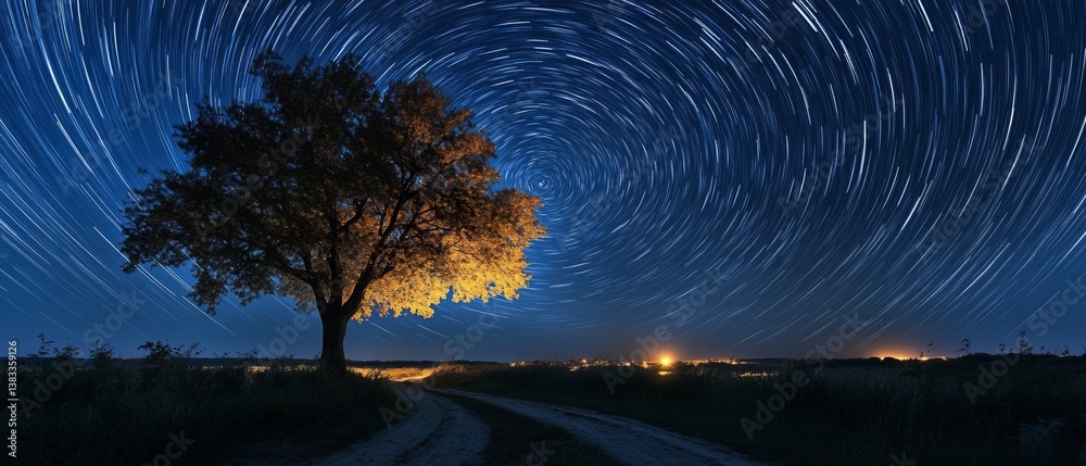 Majestic Night Sky: Long Exposure Star Trails Photography