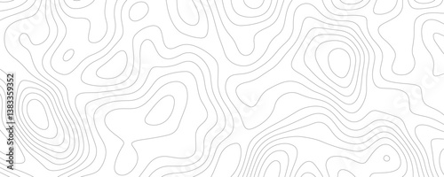 White Topology and Topography Vector Layered Paper Cutout Abstract Background. Smooth Wavy curve lines banner design vector map seamless pattern. Thin curved wavy lines topology on a white background.
