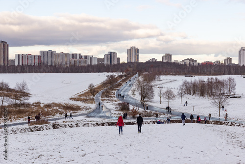 Photography winter landscape with view on berlin suburbs