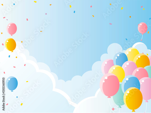 青空とカラフルな風船の背景素材