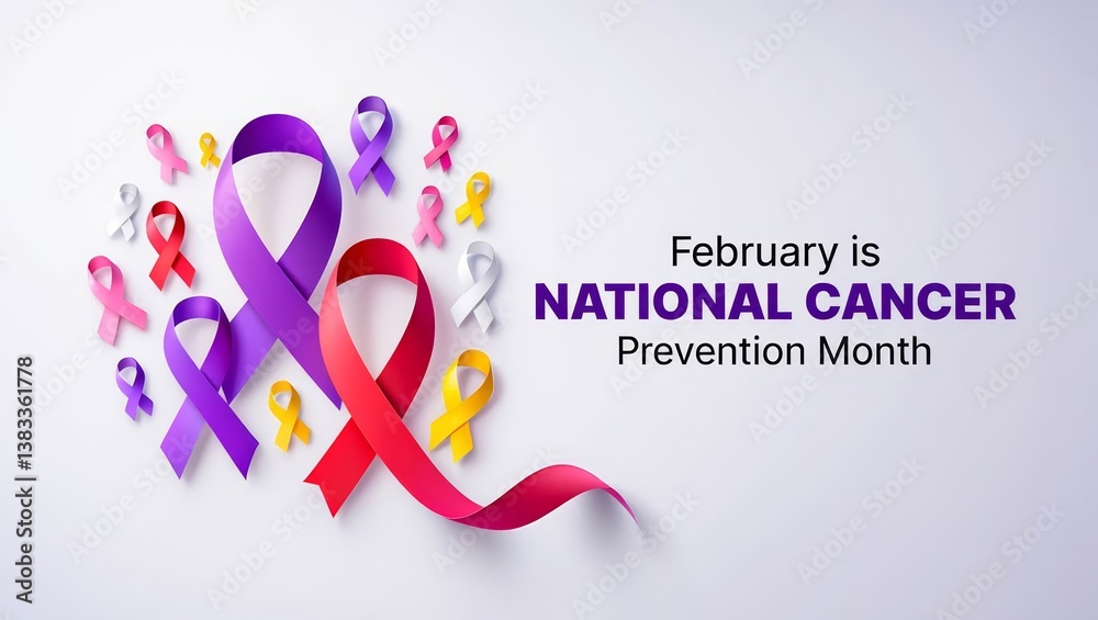 Fototapeta premium Different colorful ribbons on grey background. Cancer awareness concept.
