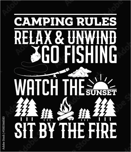 Camping rules relax and unwind go fishing watch the sunset printable cut file.