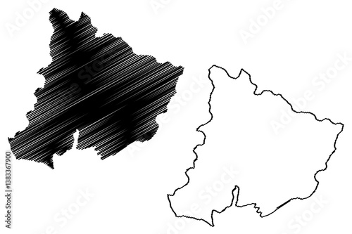 Pomoravlje District (Republic of Serbia, Districts in Sumadija and Western Serbia) map vector illustration, scribble sketch Pomoravlje map