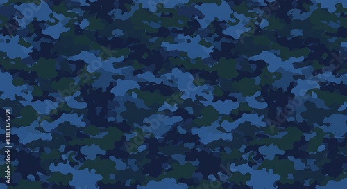 Navy Blue Camo Pattern Seamless Texture Background AI Generated