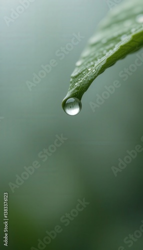 waterdrop on the green leaf with blurred dramatic background