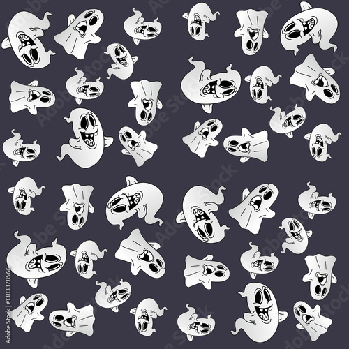 Halloween Ghost Cute Illustration, Cartoon Funny Character, Pattern Wallpaper 