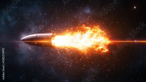 The explosion of the pilot's spacecraft captured in space art the explosion of the pilot's spacecraft illustrated with realistic cosmic debris and the explosion of the pilot's spacecraft rendered in