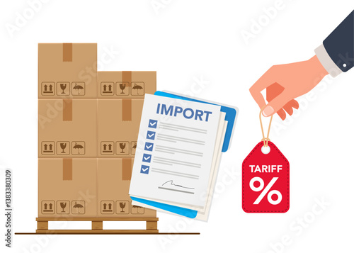 Import duty and tariffs stock illustration