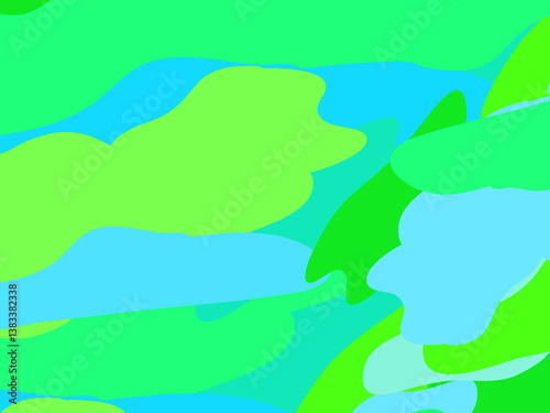 Beautiful of Colorful Art Green and Blue, Abstract Modern Shape. Image for Background or Wallpaper