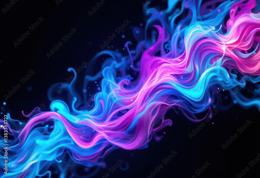 Fototapeta premium Vibrant Palette of Electric Blues, Pinks, and Greens Dancing Against a Dark Void