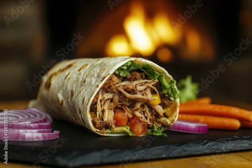Delicious Pulled Pork Burrito Mexican Food Tasty Wrap Lunch Dinner Recipe Meat Corn Meal Spicy      