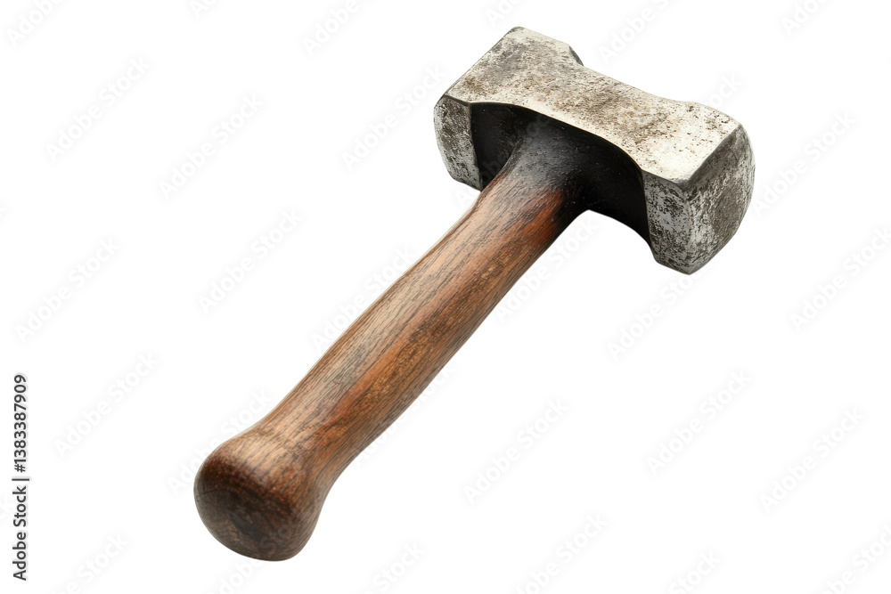 Rustic hand tool resting on a clean white surface, showcasing craftsmanship and utility Rustic hand tool resting on a clean white surface, showcasing craftsmanship and utility