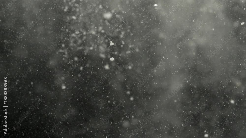 Dust Particles Floating On Black Background. Dynamic Particles With Slow Motion In Water Dust Particles Floating On Black Background. Dynamic Particles With Slow Motion In Water