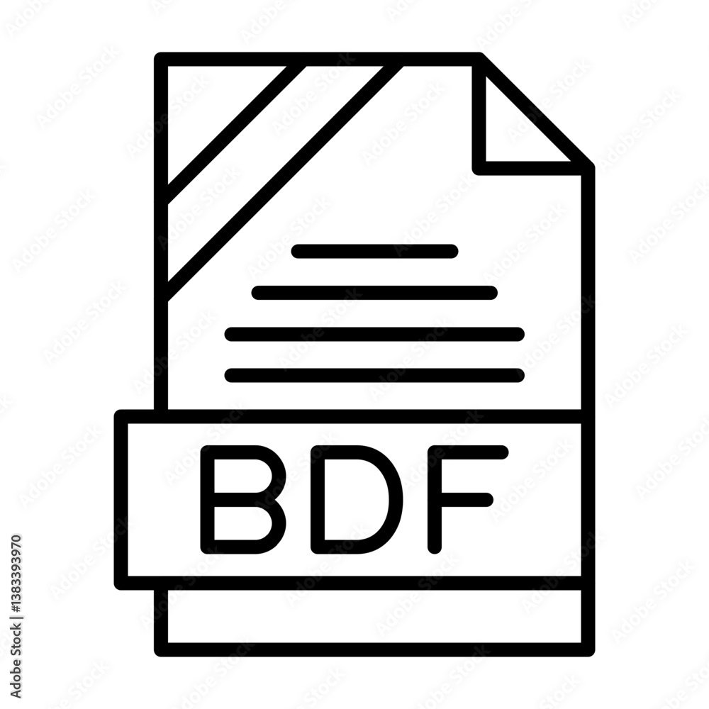 BDF File Format Outline Style Icon BDF File Format Outline Style Icon