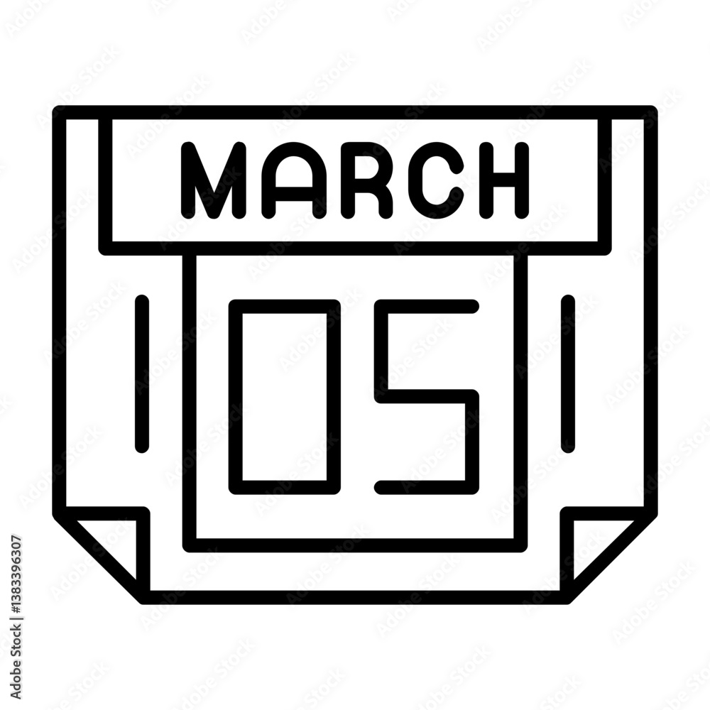 5 March Outline Style Icon 5 March Outline Style Icon