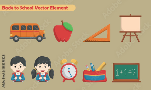 stationery school element vector illustration	

