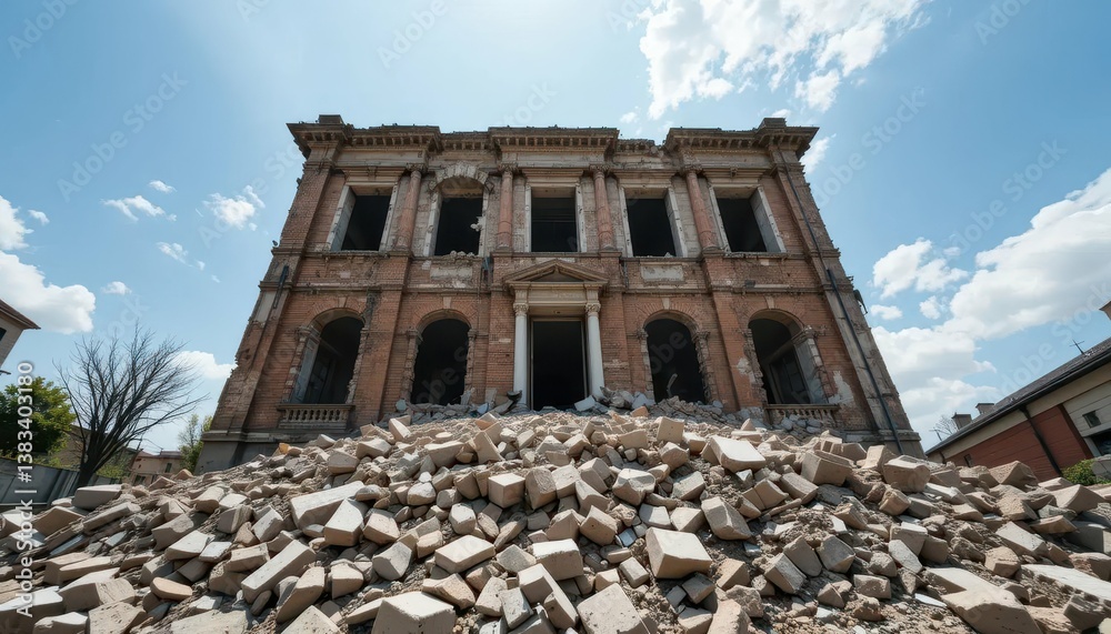 Obraz premium Destruction of Historic Building After Earthquake Devastation