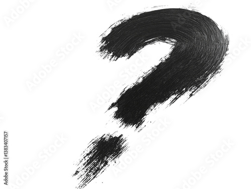 筆で描かれた黒い疑問符のシンボル Brush-Stroke Black Question Mark Symbol
