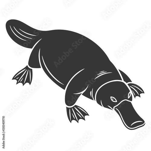 platypus black silhouette icon vector 