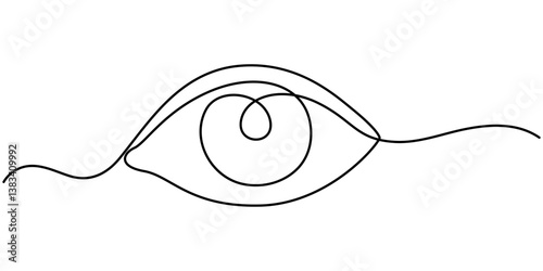 Eyes  continuous one line drawing outline vector icon, Eye continuous one line drawing. Hand drawn human eye with wave lines, Single continuous one line art female watch eye, Eye one art continuous.