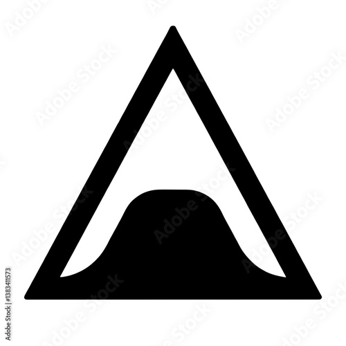 Minimalist black silhouette of a speed bump warning sign
