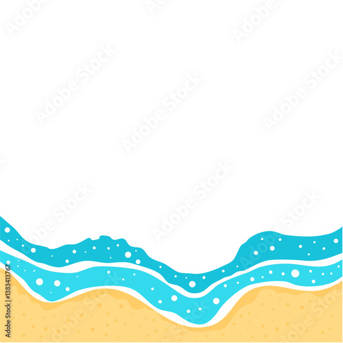 sea wave top view. Sea wave foam splashing border. Natural nautical frame design element. vector illustration.