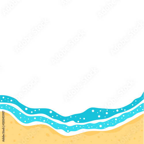 sea wave top view. Sea wave foam splashing border. Natural nautical frame design element. vector illustration.