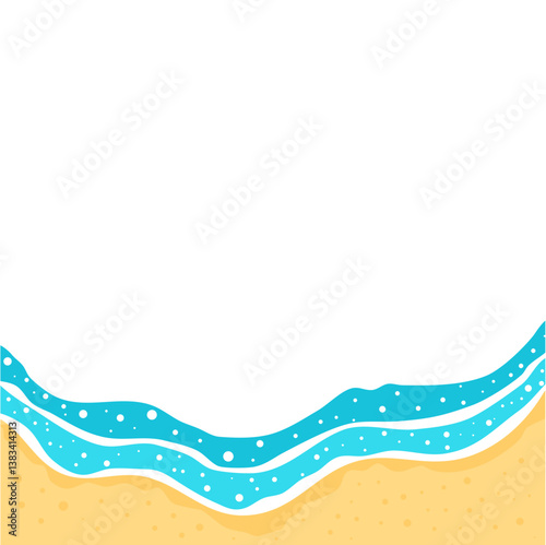 sea wave top view. Sea wave foam splashing border. Natural nautical frame design element. vector illustration.