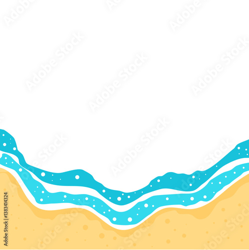 sea wave top view. Sea wave foam splashing border. Natural nautical frame design element. vector illustration.