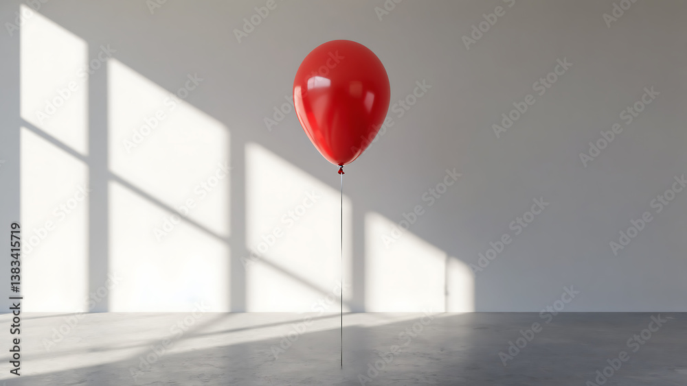 Red balloon in an empty room Red balloon in an empty room