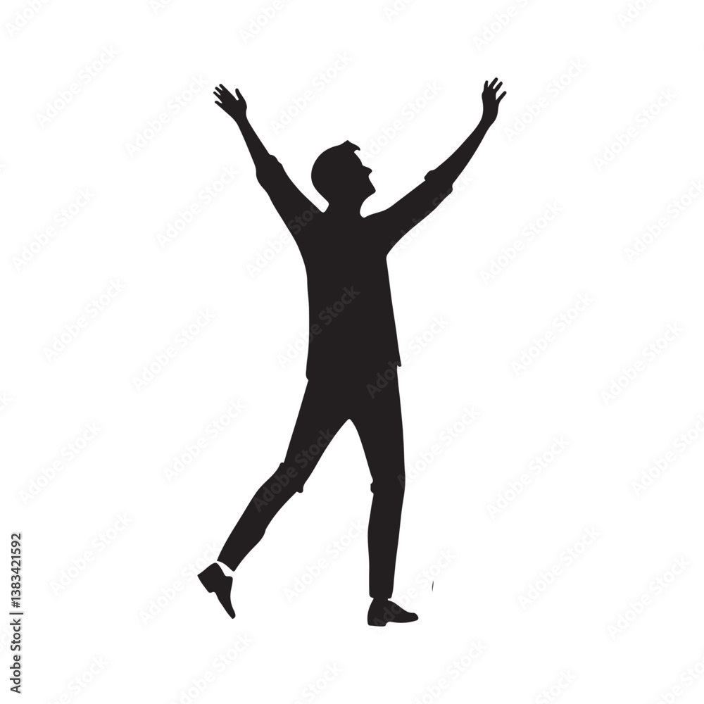 Man celebrating silhouette vector illustration design on white background Man celebrating silhouette vector illustration design on white background