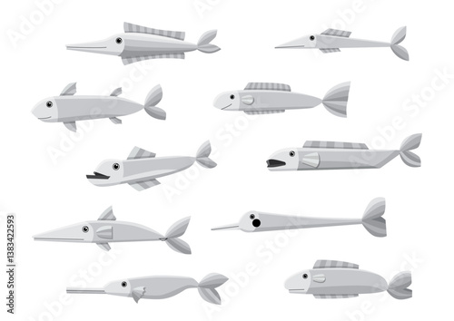 character design fish on white background