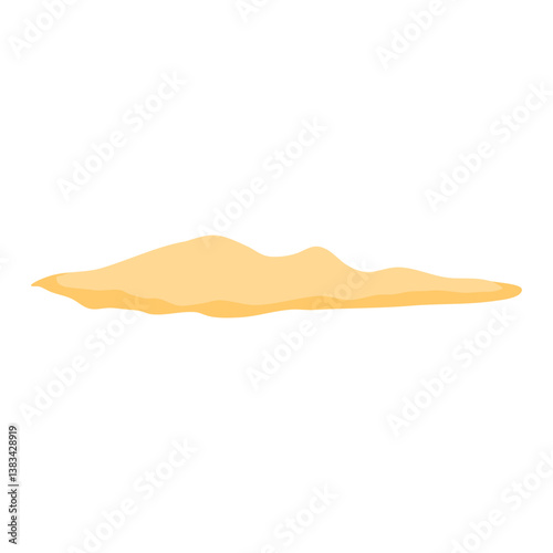 Cartoon pile of sand, sand dune in desert or at beach. Vector illustration.