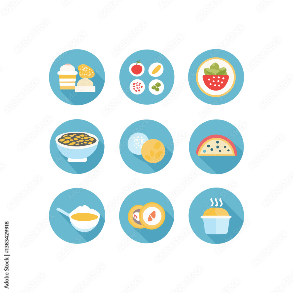 Fototapeta premium Food icon collection. Containing meal symbol vector illustration