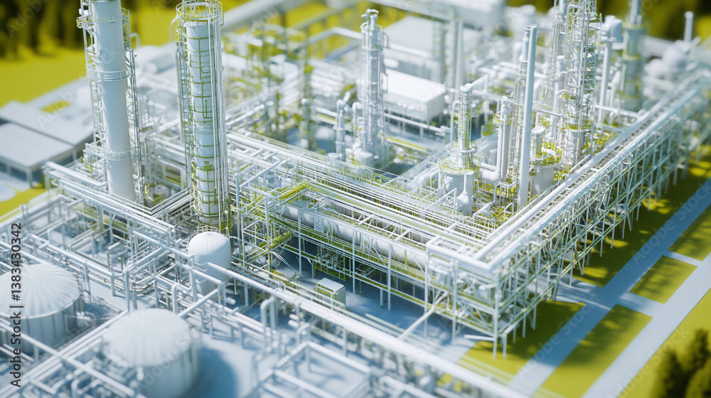 Obraz premium Futuristic Waste Conversion Facility Cyberpunk 4K