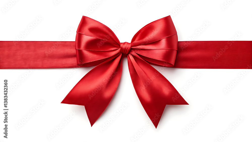 A luxurious, large red ribbon bow positioned on the left side of a long, straight horizontal ribbon, complemented by a vertical ribbon extending downward to form a stylish border. A luxurious, large red ribbon bow positioned on the left side of a long, straight horizontal ribbon, complemented by a vertical ribbon extending downward to form a stylish border.
