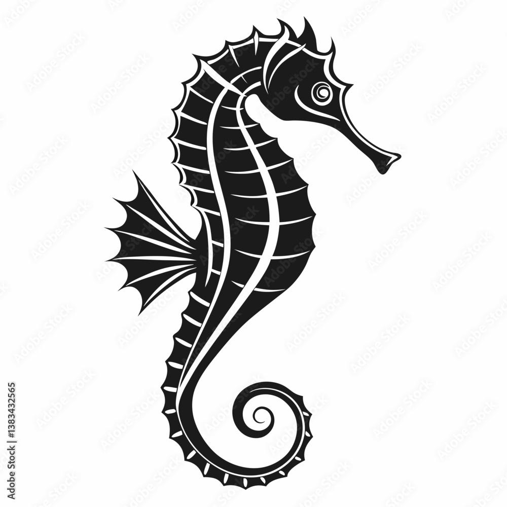 Fototapeta premium seahorse black silhouette icon vector