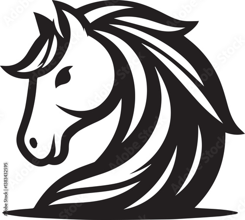 High-Quality Black & White Horse Vector