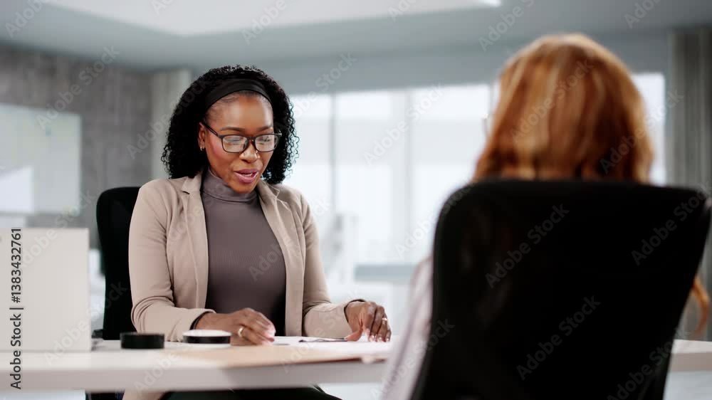 Successful African American Woman Interviewing For Consulting Job Successful African American Woman Interviewing For Consulting Job