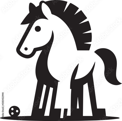 High-Quality Black & White Horse Vector