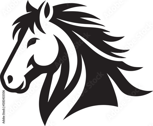 High-Quality Black & White Horse Vector