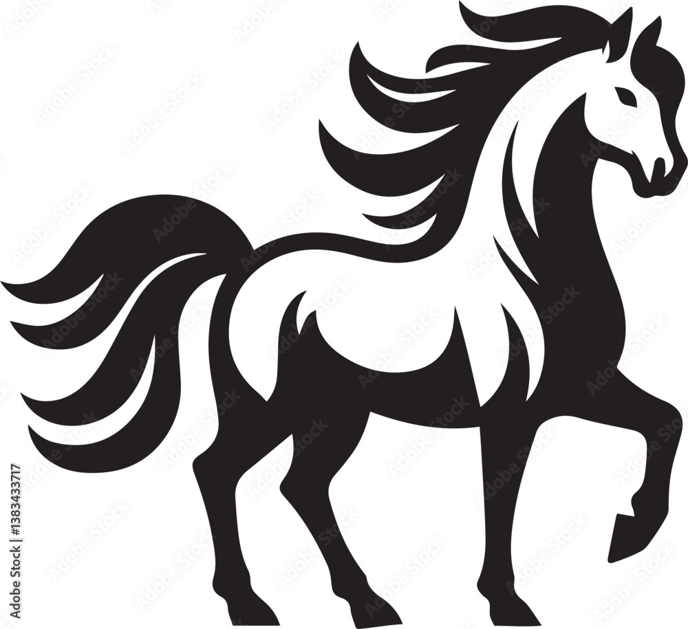 Fototapeta premium High-Quality Black & White Horse Vector