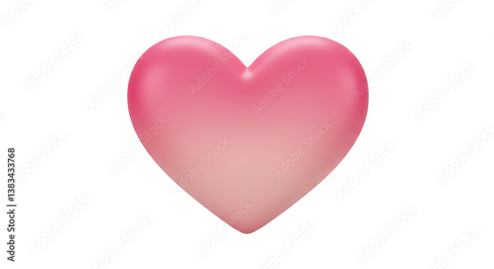 A soft pink heart is rendered in a three dimensional style