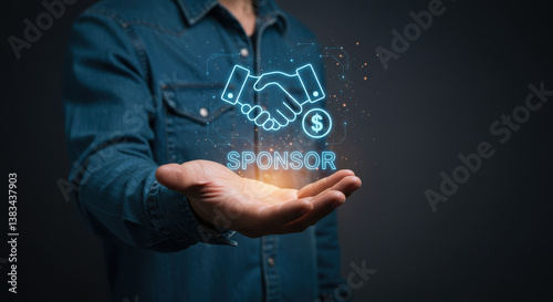  Sponsorship: Handshake & Dollar - Digital Partner Deal, Funding Success, Financial Support, Investment Agreement, Business Growth, Collaboration