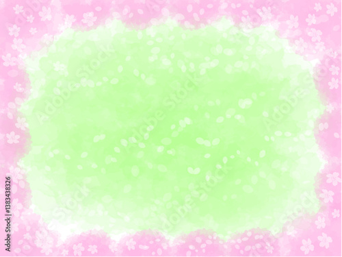春の桜と花びらイメージのテクスチャー背景素材。桜並木と桜吹雪のイメージ。