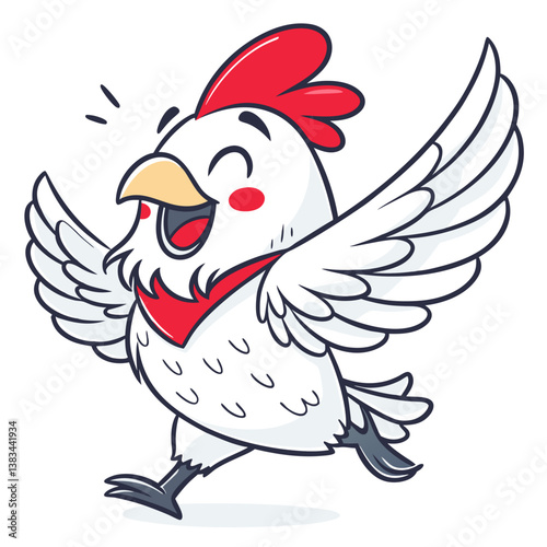 cute chicken dancing in white background
