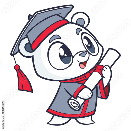 cute bear graduation style in white background